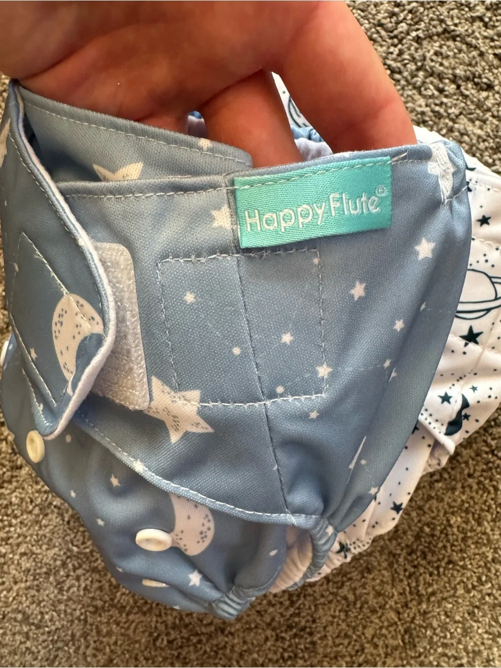 Adjustable Blue & Space-Print Reusable Cloth Diaper Cover Set - Happy Flute